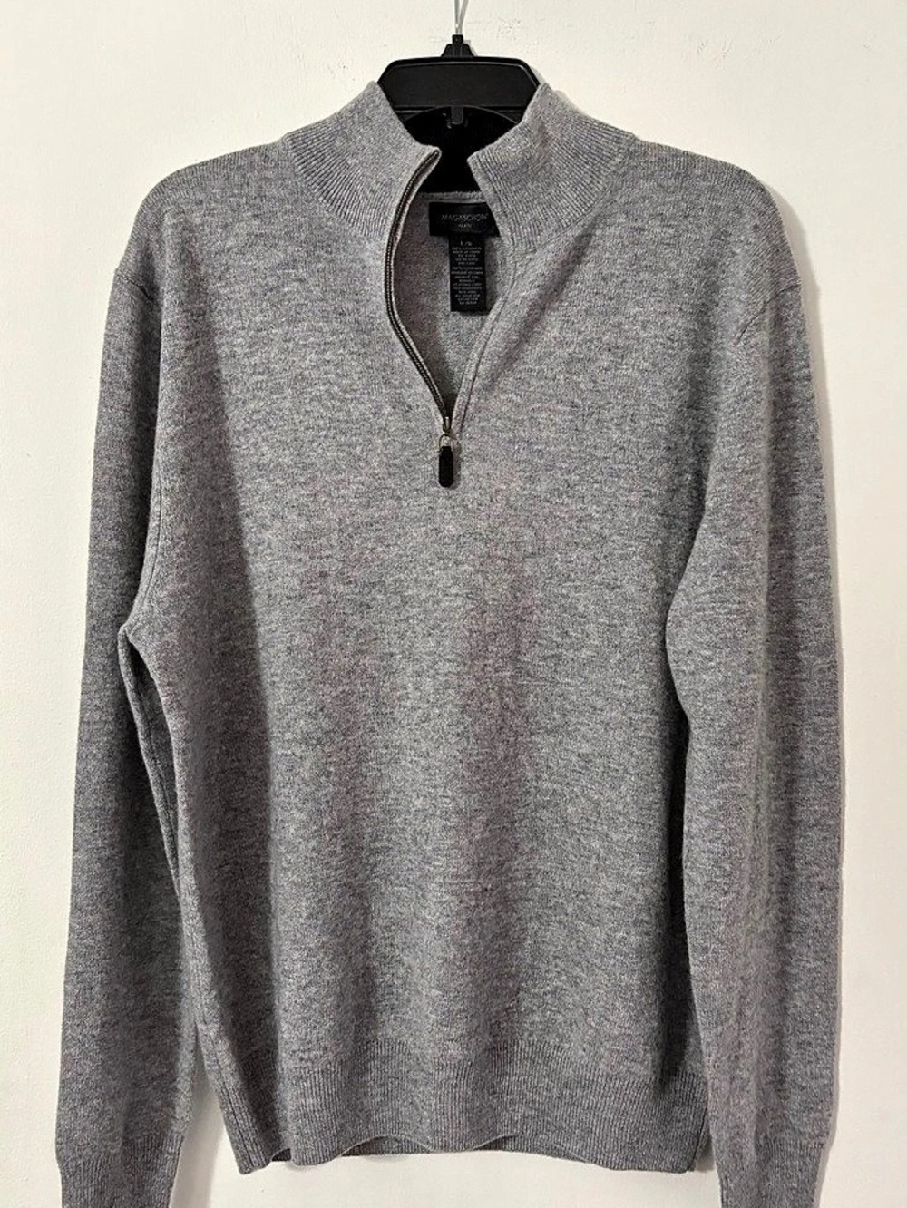 Magaschoni Men's Cashmere Quarter-Zip Sweater Gray Large